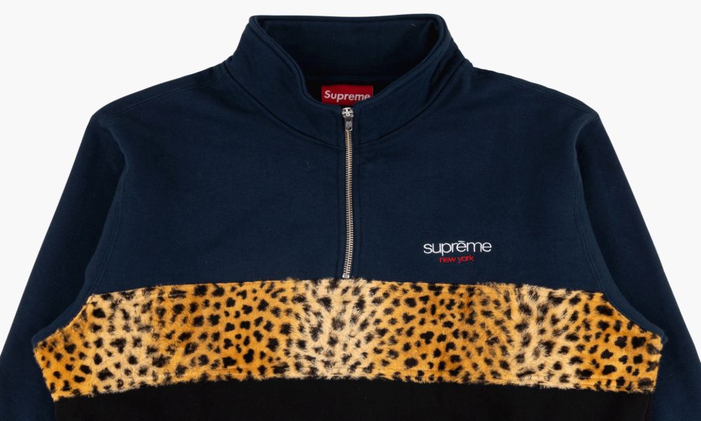 Leopard Panel Half Zip Sweatsh \
