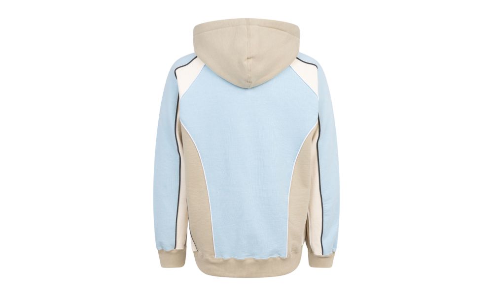track paneled zip up hooded sweatshirt